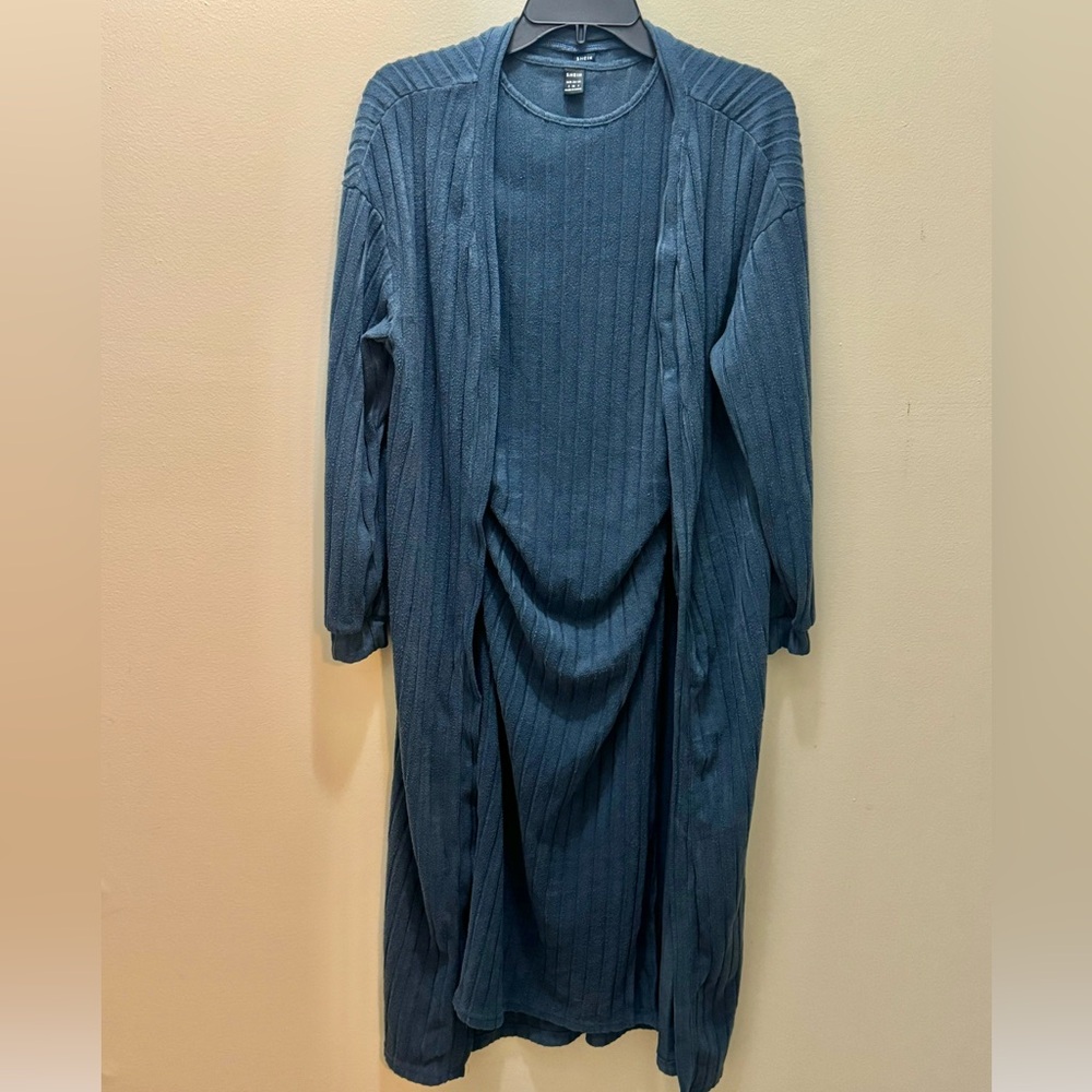 2 Pc Shein Ezwear Solid Ruched Split Thigh Ribbed… - image 2